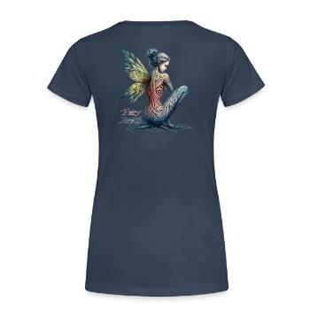 La Fée Musette by FairyBreizh - Women's Premium Organic T-Shirt - navy - Back - Mia (176cm)