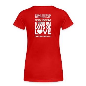 dear person behind me Hope you have a good day - Women's Premium Organic T-Shirt - navy - Back - Mia (176cm)