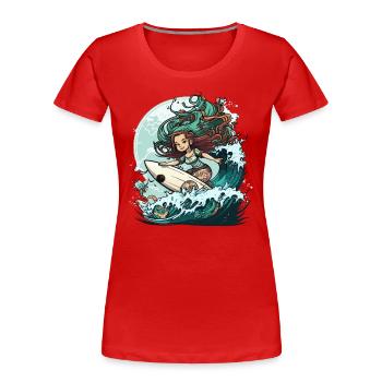 Surfende Sirene - Frauen Premium Bio T-Shirt - Navy - Vorne - Mia (176cm)