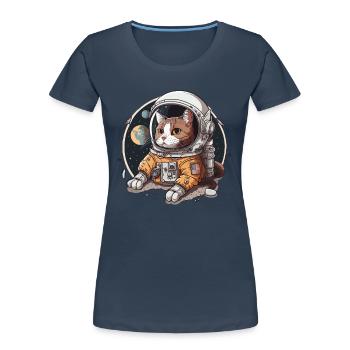 Kosmisches Abenteuer - Frauen Premium Bio T-Shirt - Navy - Vorne - Mia (176cm)