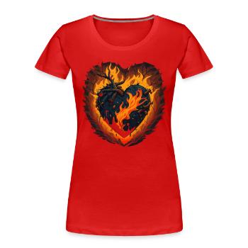Flaming Love: Ein verspieltes Herz aus Feuer - Frauen Premium Bio T-Shirt - Navy - Vorne - Mia (176cm)