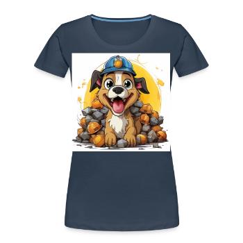 Le constructeur canin - T-shirt bio Premium Femme - bleu marine - Devant - Mia (176cm)