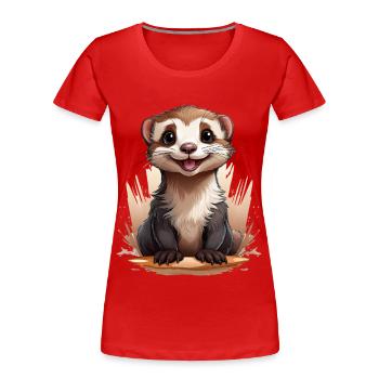 Frettchen - Frauen Premium Bio T-Shirt - Navy - Vorne - Mia (176cm)