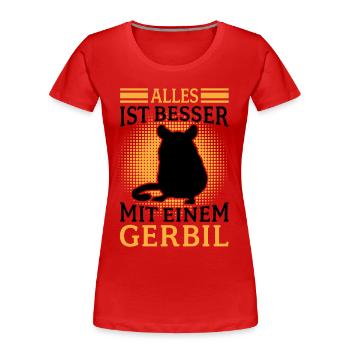 Tout va mieux avec Gerbille Rongeur Gerbille - T-shirt bio Premium Femme - bleu marine - Devant - Mia (176cm)