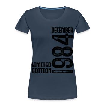 Birthday Gift December 1984. December 1984. - Women's Premium Organic T-Shirt - navy - Front - Mia (176cm)