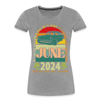 Geburtstagsgeschenk Juni 2024. Juni 2024 Juni 2024 - Frauen Premium Bio T-Shirt -  - Vorne - Mia (176cm)