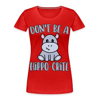Ne soyez pas un hippopotame drôle et mignon - T-shirt bio Premium Femme - bleu marine - Devant - Mia (176cm)