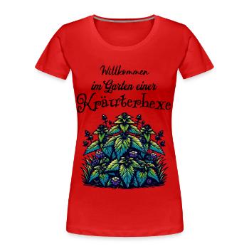 Willkommen im Garten - Kräuterhexe - Naturheilerin - Frauen Premium Bio T-Shirt - Navy - Vorne - Mia (176cm)
