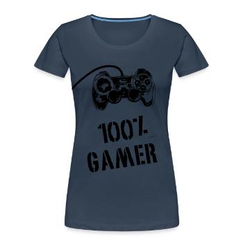 100% Gamer - Frauen Premium Bio T-Shirt - Navy - Vorne - Mia (176cm)
