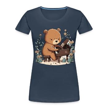 Melodischer Bär - Frauen Premium Bio T-Shirt - Navy - Vorne - Mia (176cm)