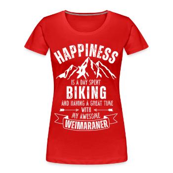 Cyclisme et Weimaraner - T-shirt bio Premium Femme - bleu marine - Devant - Mia (176cm)
