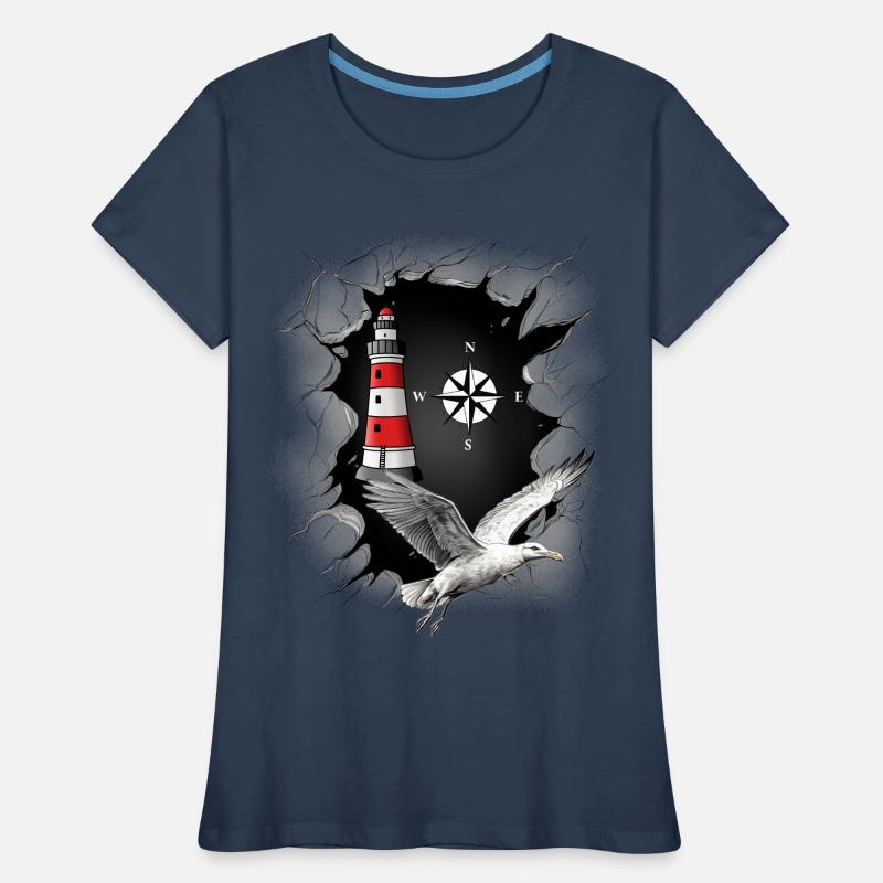 Seagull Lighthouse Compass Maritime Women's Premium Organic T-Shirt