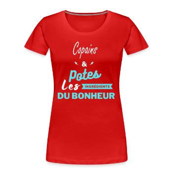 potes les ingrédients du bonheur Copains - T-shirt bio Premium Femme - bleu marine - Devant - Mia (176cm)