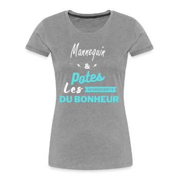 potes les ingrédients du bonheur Mannequin - T-shirt bio Premium Femme - bleu marine - Devant - Mia (176cm)