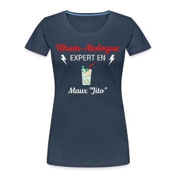 Rhum-Atologue - T-shirt bio Premium Femme - bleu marine - Devant - Mia (176cm)