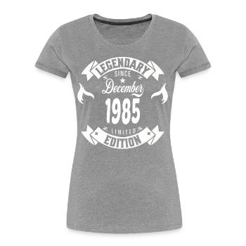 Legendär seit Dezember 1985 - Frauen Premium Bio T-Shirt -  - Vorne - Mia (176cm)
