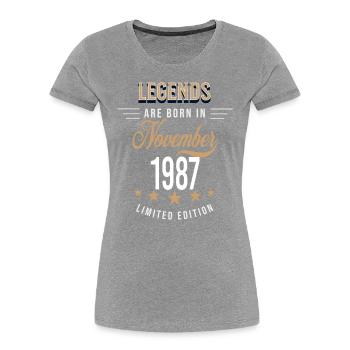 Legenden werden im November 1987 geboren - Frauen Premium Bio T-Shirt -  - Vorne - Mia (176cm)