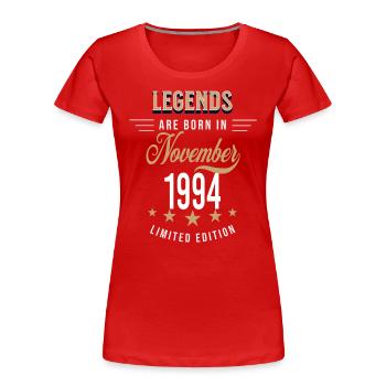 Legends are born in November 1994 - Women's Premium Organic T-Shirt - navy - Front - Mia (176cm)