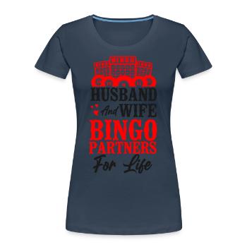 Joueur de bingo mari femme mariage - T-shirt bio Premium Femme - bleu marine - Devant - Mia (176cm)