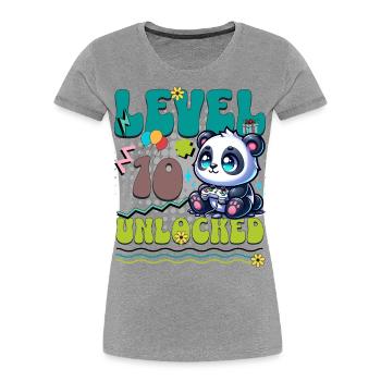 Niveau 10e anniversaire Débloqué Gaming Panda - T-shirt bio Premium Femme - bleu marine - Devant - Mia (176cm)