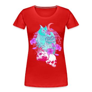 Pastel Goth Tête de mort Hibou Aesthetic Clothes lune - T-shirt bio Premium Femme - bleu marine - Devant - Mia (176cm)