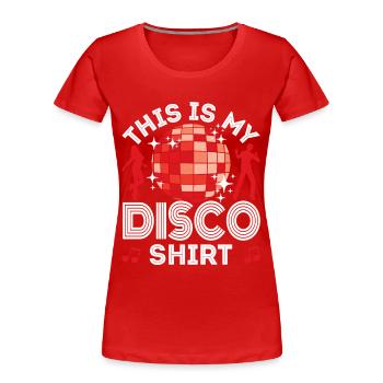 Disco 70er 80er Jahre Disko Party Outfit Discothek - Frauen Premium Bio T-Shirt - Navy - Vorne - Mia (176cm)