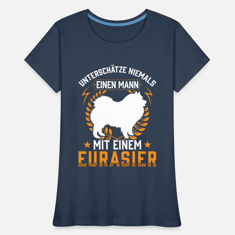 Mann mit Eurasier Eurasian Spitz Frauen Premium Bio T-Shirt