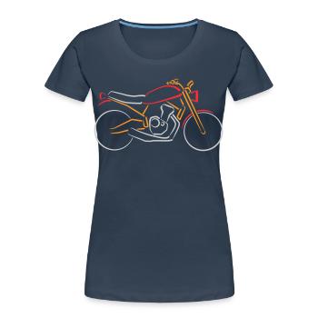 Moto Classique Bike Contours Multicolore - T-shirt bio Premium Femme - bleu marine - Devant - Mia (176cm)