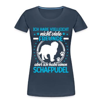 Schafpudel ist mein Freund Hütepudel - Frauen Premium Bio T-Shirt - Navy - Vorne - Mia (176cm)