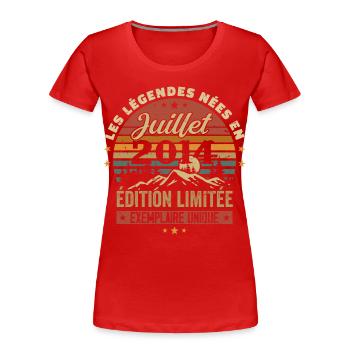 Juli 2014 Jahrgangs-Jubiläum 2014 Juli - Frauen Premium Bio T-Shirt - Navy - Vorne - Mia (176cm)