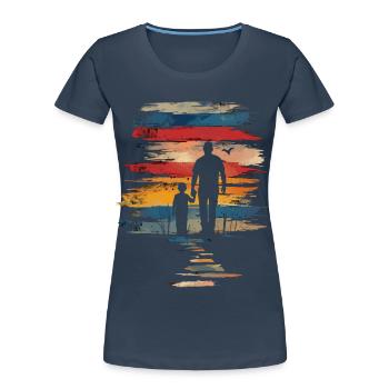 Father's Day father and son retro vintage - Women's Premium Organic T-Shirt - navy - Front - Mia (176cm)