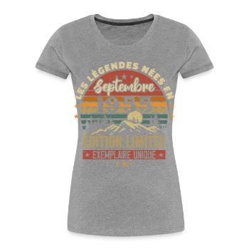 Rétro 1955 - Les légendes nées en Septembre 1955 - T-shirt bio Premium Femme - bleu marine - Devant - Mia (176cm)