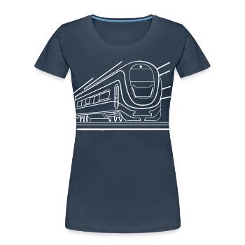 Train Comic Look - Women's Premium Organic T-Shirt - navy - Front - Mia (176cm)