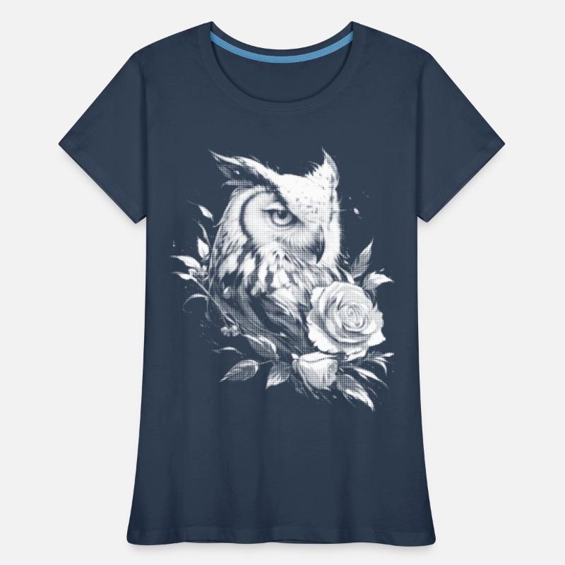 Blumen Rose Eule Ästhetik Nachteule Vogel Geschenk Frauen Premium Bio T-Shirt