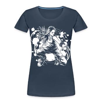 Breakdancer Girl - Women's Premium Organic T-Shirt - navy - Front - Mia (176cm)