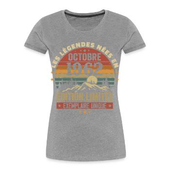 Nées en Octobre 1962 | Génial Depuis Octobre 1962 - T-shirt bio Premium Femme - bleu marine - Devant - Mia (176cm)