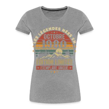 Nées en Octobre 1980 | Génial Depuis Octobre 1980 - T-shirt bio Premium Femme - bleu marine - Devant - Mia (176cm)