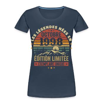 Born in October 1998 | Awesome since October 1998 - Women's Premium Organic T-Shirt - navy - Front - Mia (176cm)
