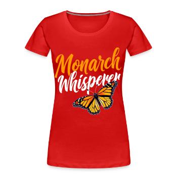 Papillon, murmure à l’oreille du monarque, entomologiste - T-shirt bio Premium Femme - bleu marine - Devant - Mia (176cm)