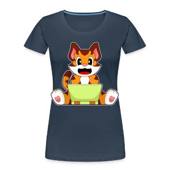 Tiger Laptop - Women's Premium Organic T-Shirt - navy - Front - Mia (176cm)
