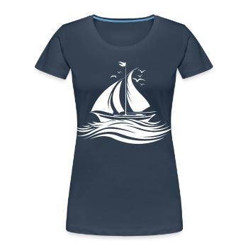 Segeln Skizze - Frauen Premium Bio T-Shirt - Navy - Vorne - Mia (176cm)