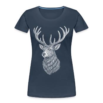 Hirsch - Frauen Premium Bio T-Shirt - Navy - Vorne - Mia (176cm)