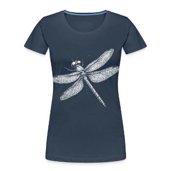 Libelle - Frauen Premium Bio T-Shirt - Navy - Vorne - Mia (176cm)