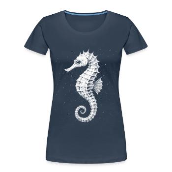 Seepferdchen - Frauen Premium Bio T-Shirt - Navy - Vorne - Mia (176cm)