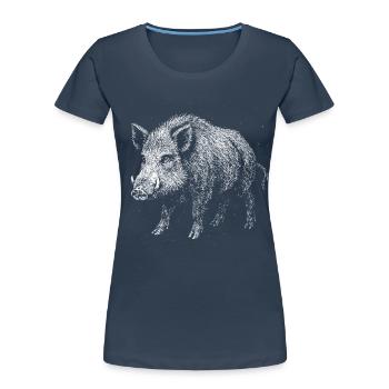 Wild boar - Women's Premium Organic T-Shirt - navy - Front - Mia (176cm)
