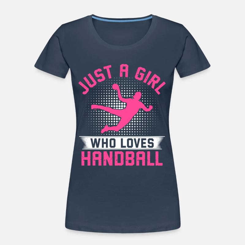 einfach ein Mädchen, das Handball liebt - Frauen Premium Bio T-Shirt - Navy