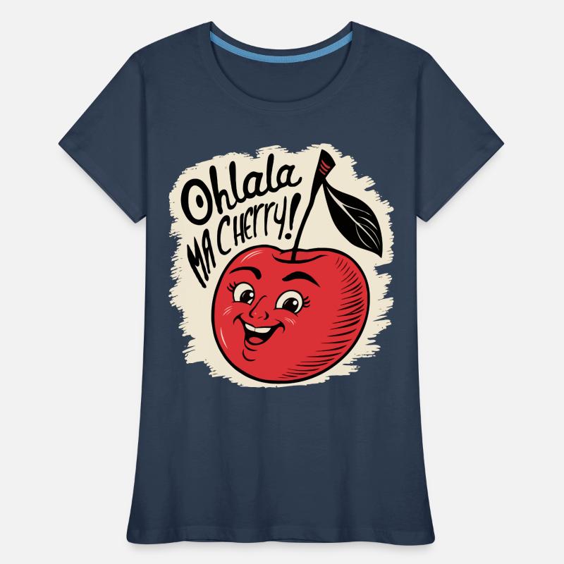 Ohlala Ma Kirsche Geschenkidee Süßes Mädchen Frauen Premium Bio T-Shirt