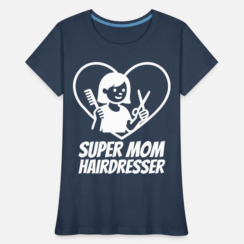Super Maman Coiffeuse – Ciseaux Conception de Cœurs T-shirt bio Premium Femme