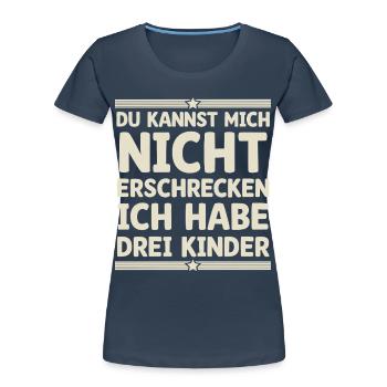 3 enfants Maman Maman Papa Père - T-shirt bio Premium Femme - bleu marine - Devant - Mia (176cm)