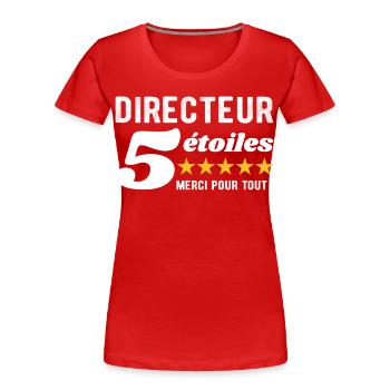 Cadeau Directeur 5 Étoiles - Merci pour tout  - T-shirt bio Premium Femme - bleu marine - Devant - Mia (176cm)